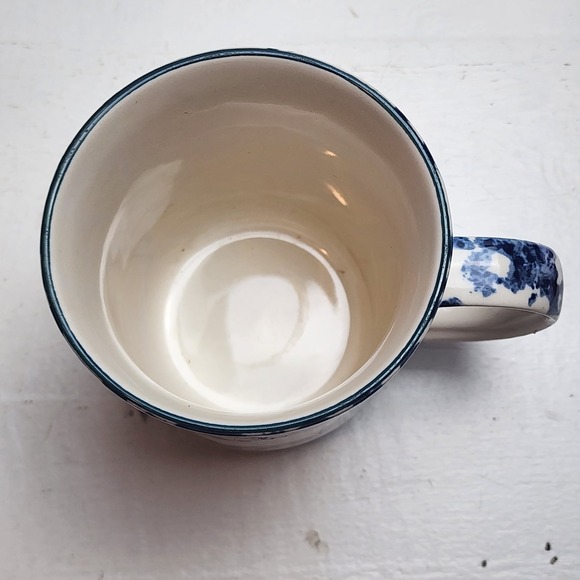 Vintage Tienshan Folk Craft "Cabin in the Snow" Bowl & Mug Blue White Winter - Picture 7 of 8